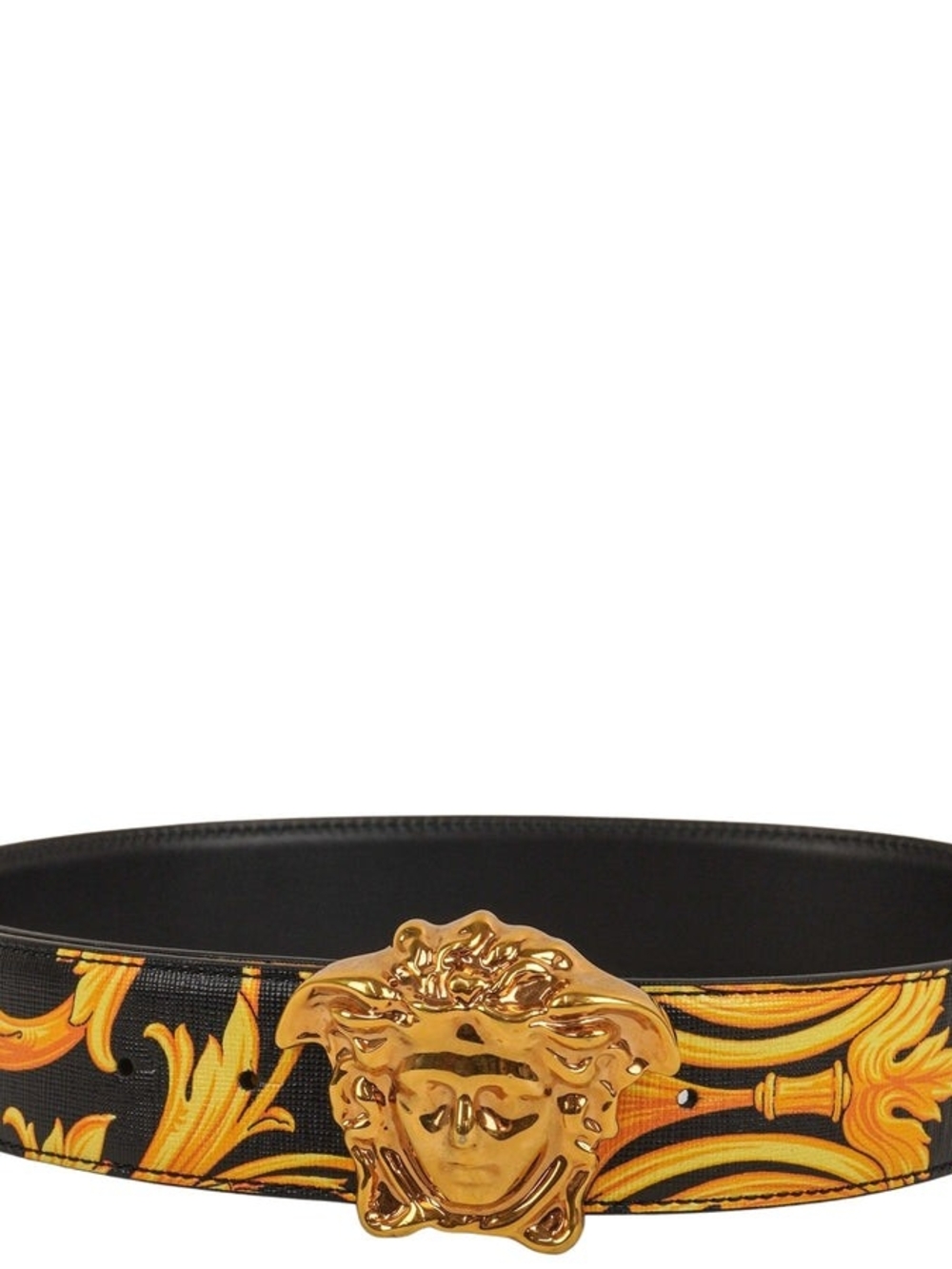 Versace Sz 80 Nwt Black & Gold Baroque Belt with Gold Medusa Buckle